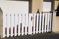 Door white steel home gate classic style double portal of suburbs house Royalty Free Stock Photo