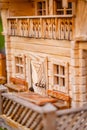 Door and Windows of a little miniature bird house designed like a apartment lodge in the alps Royalty Free Stock Photo