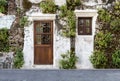 Door and Windows on the old brick wall and old gray cement wall Royalty Free Stock Photo