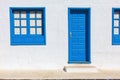 Door and windows painted in blue Royalty Free Stock Photo