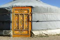 Door of yurt , in the grassland of Mongolia Royalty Free Stock Photo