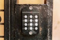 Doorbell button panel and intercom. Royalty Free Stock Photo