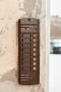 Doorbell button panel and intercom. Royalty Free Stock Photo