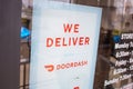 DoorDash sign in window Royalty Free Stock Photo