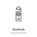 Doorknob outline vector icon. Thin line black doorknob icon, flat vector simple element illustration from editable hotel concept Royalty Free Stock Photo