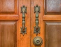 Doorknob is very old , for front door. HDR processing effect. Royalty Free Stock Photo
