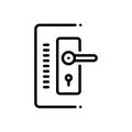 Black line icon for Doorlock, hasp and doorway Royalty Free Stock Photo