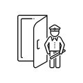Black line icon for Doorman, doorkeeper and servant