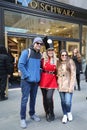 A doorman dressed as a toy soldier stands outside newly reopened the FAO Schwarz flagship store at Rockefeller Plaza