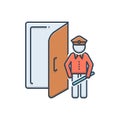 Color illustration icon for Doorman, doorkeeper and service