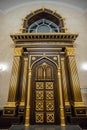 Doors of the ark from carved wood holding the Torah scrolls in Voronezh Synagogue Royalty Free Stock Photo