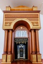 Doors of the ark from carved wood holding the Torah scrolls in Voronezh Synagogue in Rostov-on-Don, Russia, Feb 17, 2021 Royalty Free Stock Photo