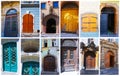12 doors collage. Colorful doors from Prague's streets Royalty Free Stock Photo