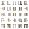 Doors colored icons set - Exit Door concept vector signs