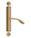 Doors handles in realistic style. Modern steel metal handles anf keyhole for furniture