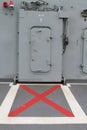 Doors lift in the boat in thai battleship.