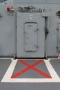 Doors lift in the boat in thai battleship.