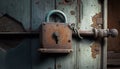 Doors locked rusty padlock door closeup rust rough lock dirty secure exit aged steel iron private entrance old enter security Royalty Free Stock Photo