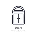 doors outline icon. isolated line vector illustration from tools and utensils collection. editable thin stroke doors icon on white Royalty Free Stock Photo