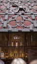 Doors of Santa Maria del Mar main entrance with stone porters or bastaixos Royalty Free Stock Photo