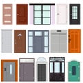 Doors vector doorway front entrance lift entry or elevator indoor house interior illustration set building doorpost Royalty Free Stock Photo