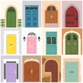 Doors vector vintage doorway front entrance wooden entry indoor house wall nterior illustration set medieval building