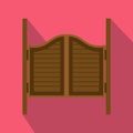 Doors in western saloon icon, flat style Royalty Free Stock Photo