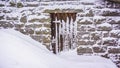 A doorstep blocked by a large amount of snow, winter, Vosges, Fr Royalty Free Stock Photo