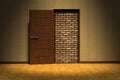A doorway blocked by a brick wall Royalty Free Stock Photo