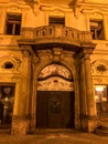 Doorway of Cafe Kafka, Old Town Prague, evening