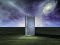 Doorway before cosmic sky Royalty Free Stock Photo