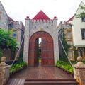 Doorway leading inside a modern castle