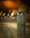 Doorway in surreal space Royalty Free Stock Photo