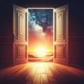 Doorway to the sky with stars and clouds Royalty Free Stock Photo