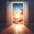 Doorway to the sky with stars and clouds Royalty Free Stock Photo
