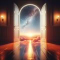 Doorway to the sky with stars and clouds Royalty Free Stock Photo