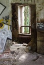 Doorway and window in abandoned building Royalty Free Stock Photo