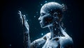 doouble exposure illustration of artificial intelligence innovation, technology concept of humanoid