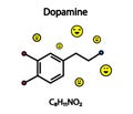 Dopamine Formula. The formula of happiness. Vector.
