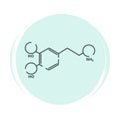 Dopamine icon logo vector illustration on blue circle with brush texture