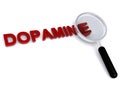 dopamine with magnifier glass on white Royalty Free Stock Photo
