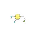 Dopamine molecular structure. neurotransmitter molecule. Skeletal chemical colorful formula