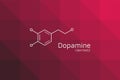 Dopamine molecular structure. Triangular red black gradient.