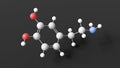 dopamine molecule, molecular structure, neuromodulatory molecule, ball and stick 3d model, structural chemical formula with Royalty Free Stock Photo