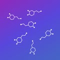 Dopamine molecules, hormone of happiness vector