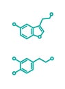 Dopamine and serotonin molecular structure. neurotransmitter molecule