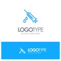 Dope, Injection, Medical, Drug Blue Outline Logo Place for Tagline