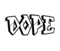 Dope word trippy psychedelic graffiti style letters.Vector hand drawn doodle cartoon logo dope illustration. Funny cool