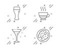 Doppio, Cocktail and Beer glass icons set. Walnut sign. Coffee drink, Martini, Brewery beverage. Vector Royalty Free Stock Photo