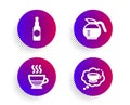 Doppio, Coffeepot and Beer bottle icons set. Coffee cup sign. Coffee drink, Craft beer, Think bubble. Vector Royalty Free Stock Photo